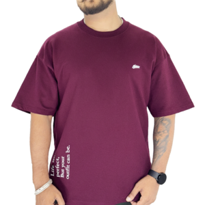 Down Shoulder Wine T-Shirt