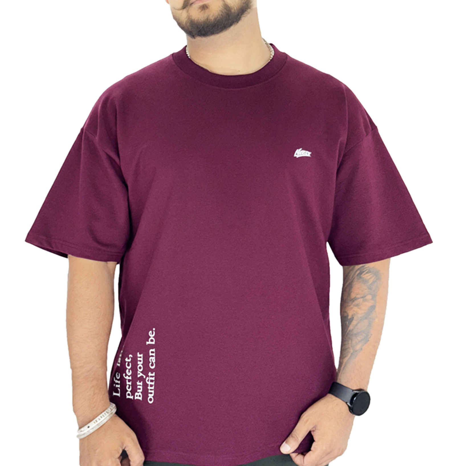 Down Shoulder Wine T-Shirt
