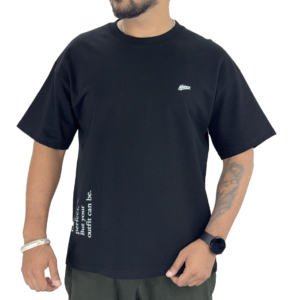 Down Shoulder Black T-Shirt