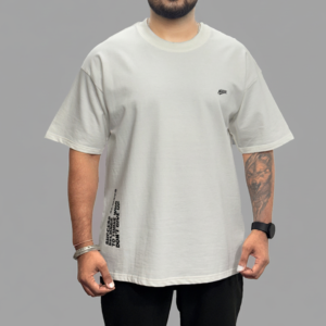 Down Shoulder Round Off-White T-Shirt