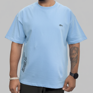 Down Shoulder Sky Blue T-Shirt